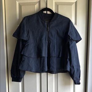BCBGMaxAzria Blue Bomber Jacket with Layered Sleeves